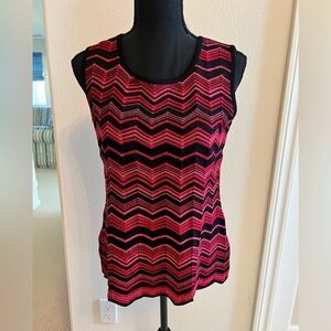 Misook pink and black knit sleeveless top Size Small S